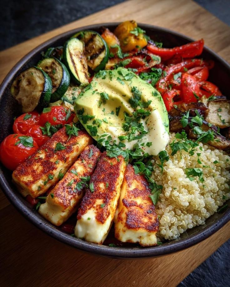 Grilled Halloumi Veggie Bowl
