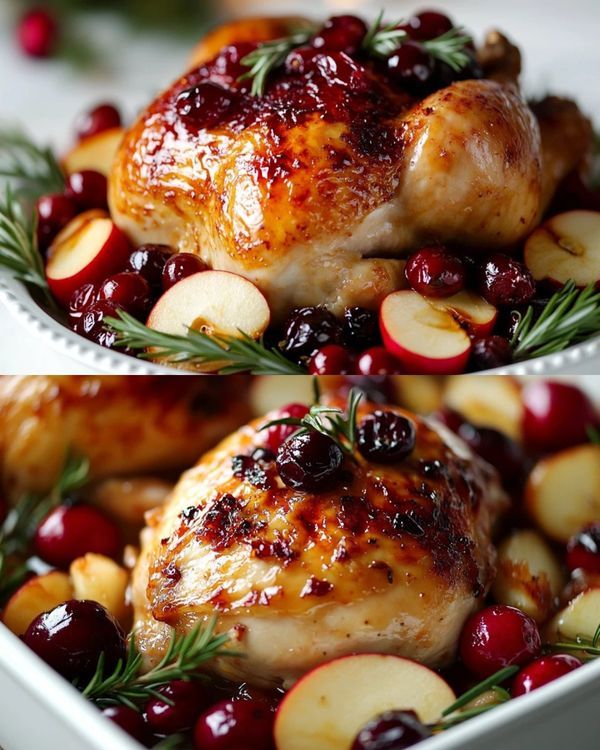 Easy Apple & Cranberry Roasted Chicken